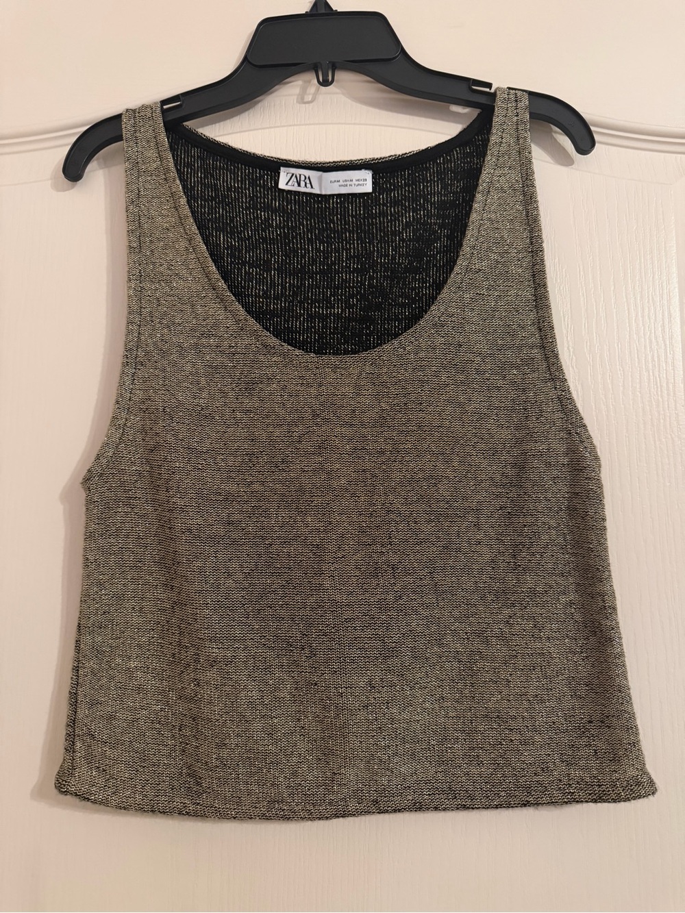 ZARA Metallic Knit Tank Top in Gold and Black
